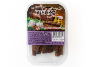 Корюшка  САХАЛИНСКАЯ с икрой (100 гр): Сурские гренки Чеснок с зеленью (100 гр)